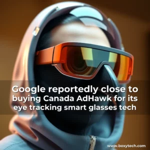Artistic representation for Google reportedly close to buying Canada AdHawk for its eye tracking smart glasses tech