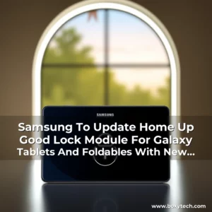 Artistic representation for Samsung To Update Home Up Good Lock Module For Galaxy Tablets And Foldables With New Features And Security Improvements.