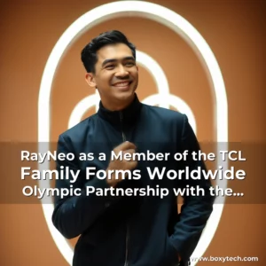 Artistic representation for RayNeo as a Member of the TCL Family Forms Worldwide Olympic Partnership with the International Olympic Committee