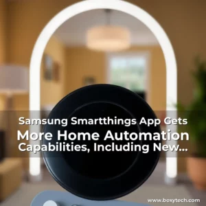 Artistic representation for Samsung Smartthings App Gets More Home Automation Capabilities, Including New Device Support And Improved Scene Management.