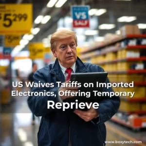 Artistic representation for US Waives Tariffs on Imported Electronics, Offering Temporary Reprieve