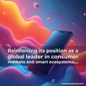 Artistic representation for Reinforcing its position as a global leader in consumer markets and smart ecosystems, Huawei is expanding beyond smartphones to encompass a fully integrated portfolio that includes smart mobility, wearable gadgets, health devices, AI-led manufacturing, and cross-device operating systems.