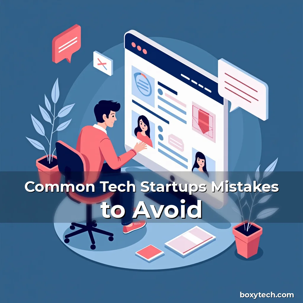 Artistic representation for Common Tech Startups Mistakes to Avoid